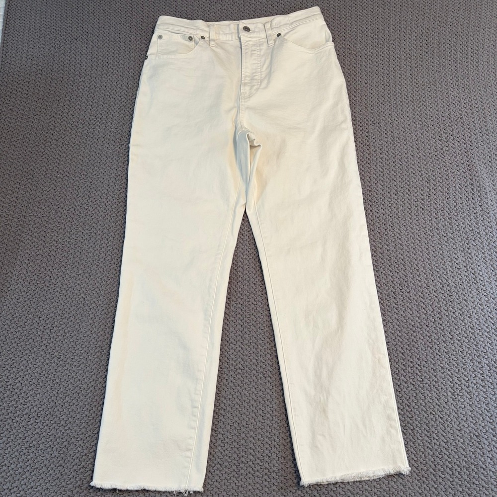 Madewell The Perfect Vintage Jean White Raw Hem Straight Leg Womens 29 - Picture 2 of 7